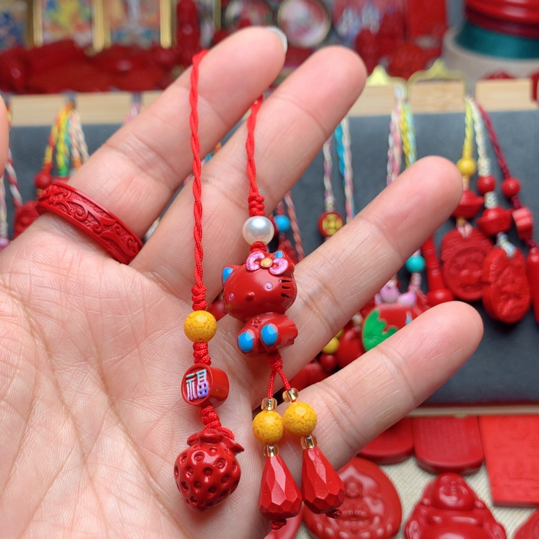 天然辰砂工艺品朱砂手机坠