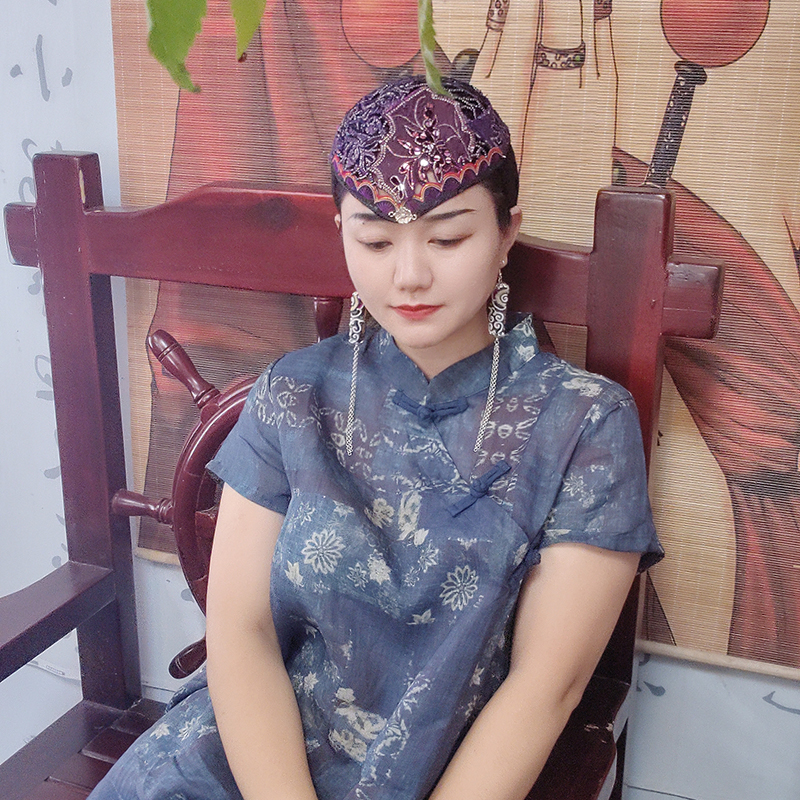 扶茶原创设计-民族风老绣发箍帽362