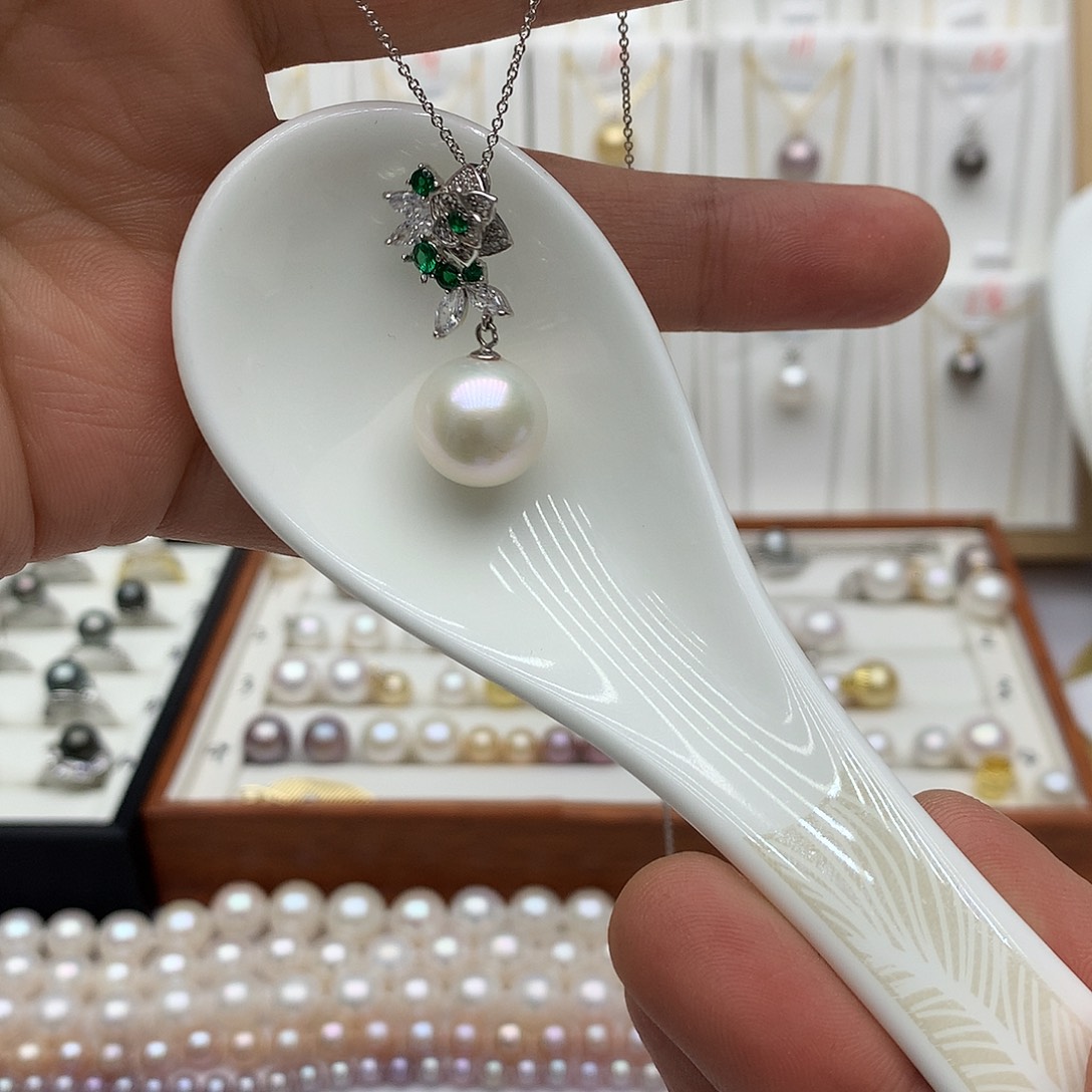 淡水珍珠吊坠(不含链)银S925镶嵌