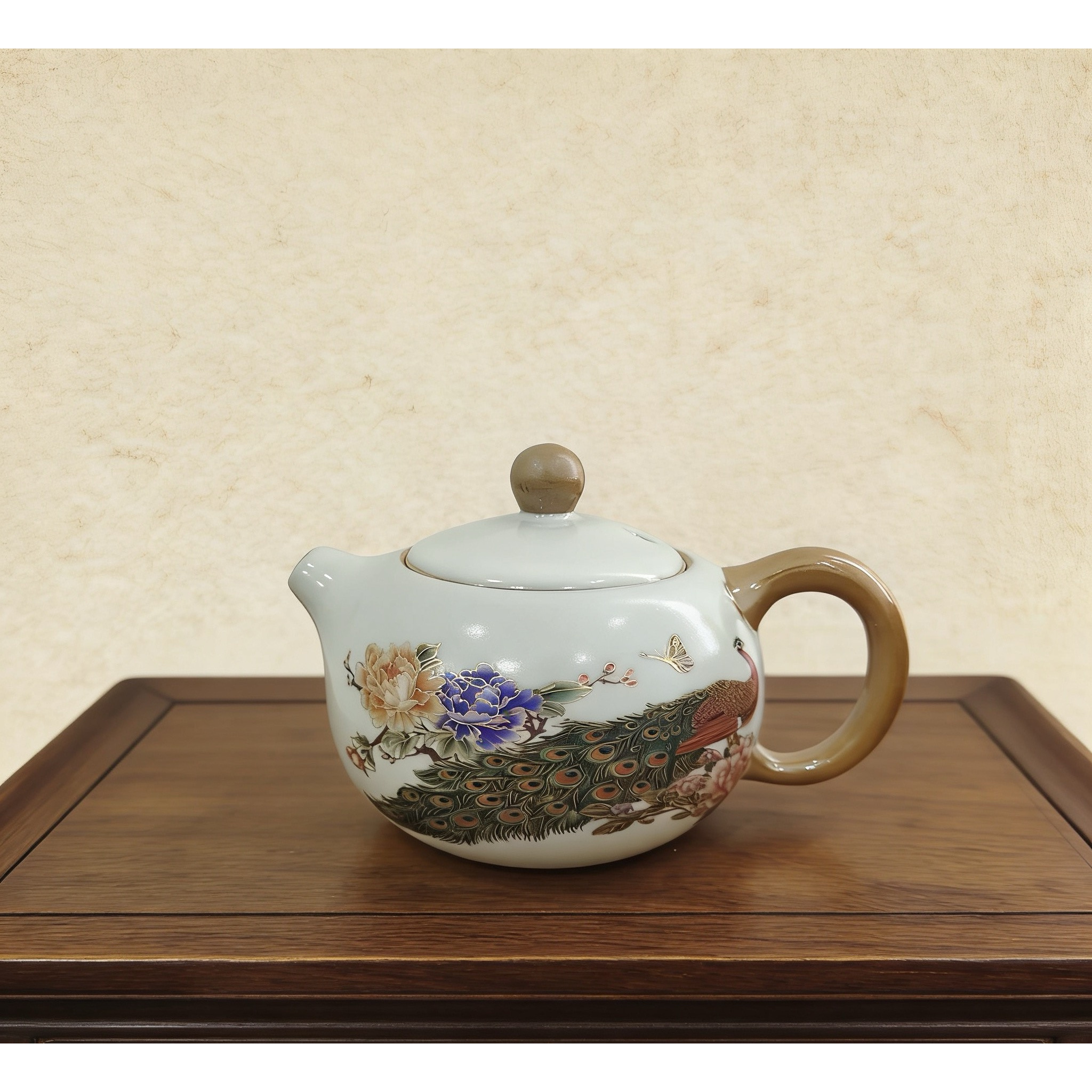 新中式-孔雀黄汝陶瓷西施茶壶001