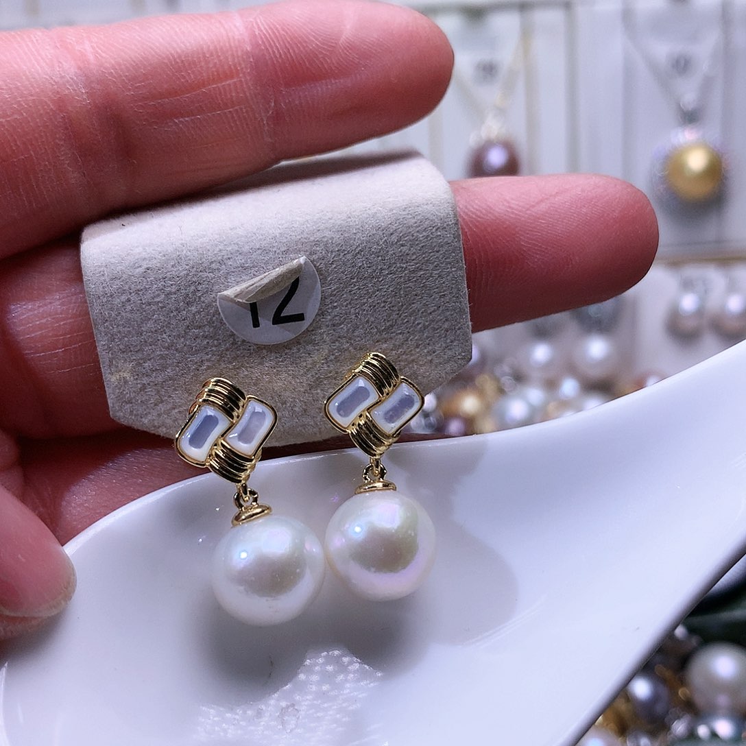 淡水珍珠耳饰银S925镶嵌