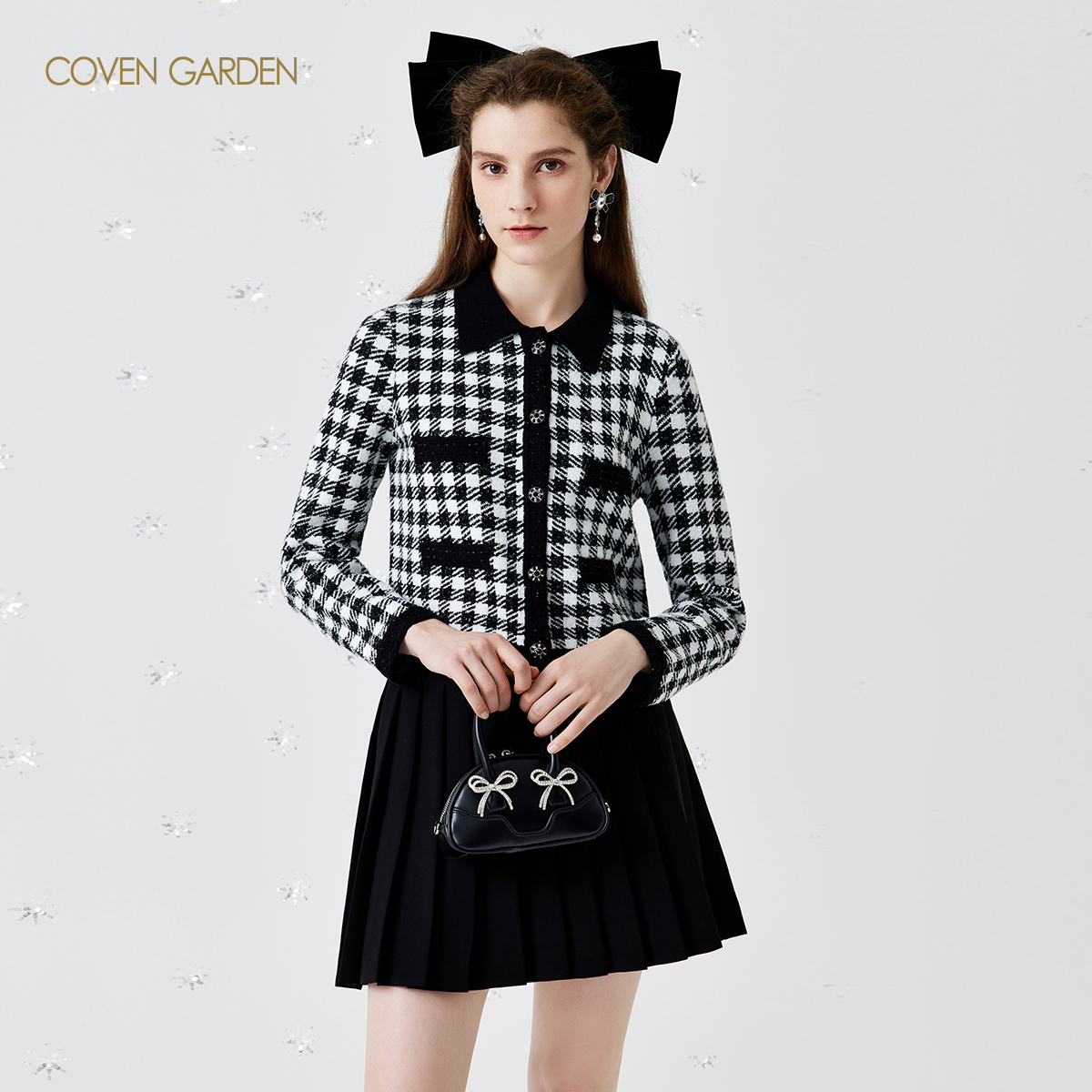 哥文花园少女格纹小香风短外套CSC1031018