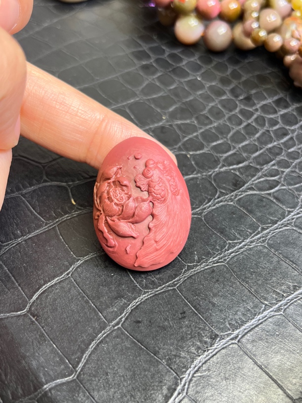 盐源玛瑙鱼戏莲花时尚精雕复古