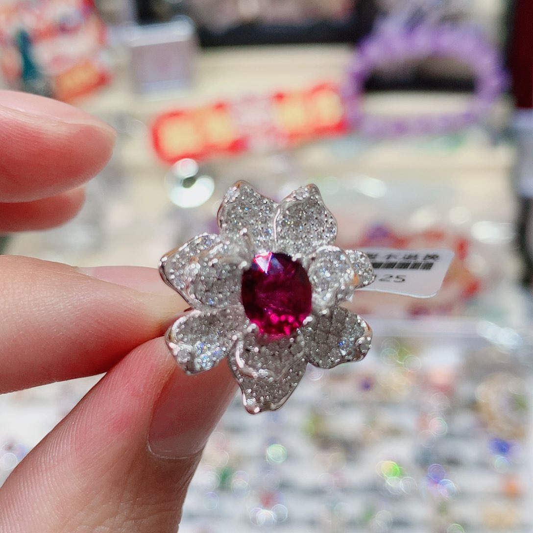 碧玺戒指戒指银S925镶嵌