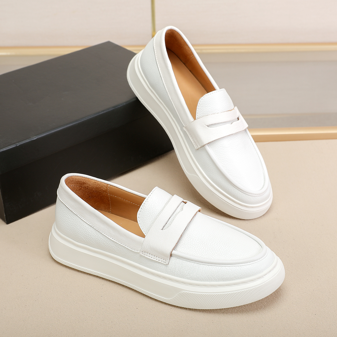 男士休闲乐福鞋厚底皮鞋时尚单鞋商务休闲豆豆鞋小白鞋男款透气