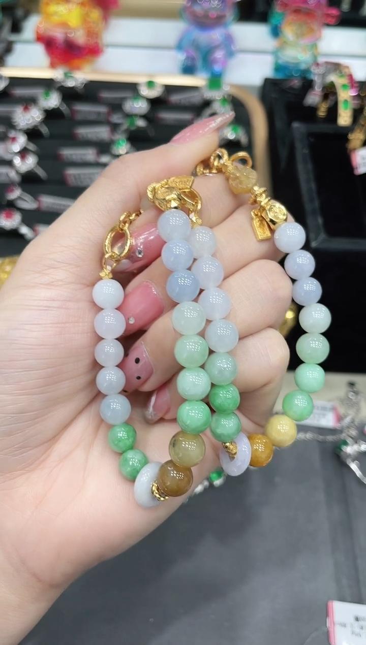 S925银镶嵌翡翠手链 多样性发其一