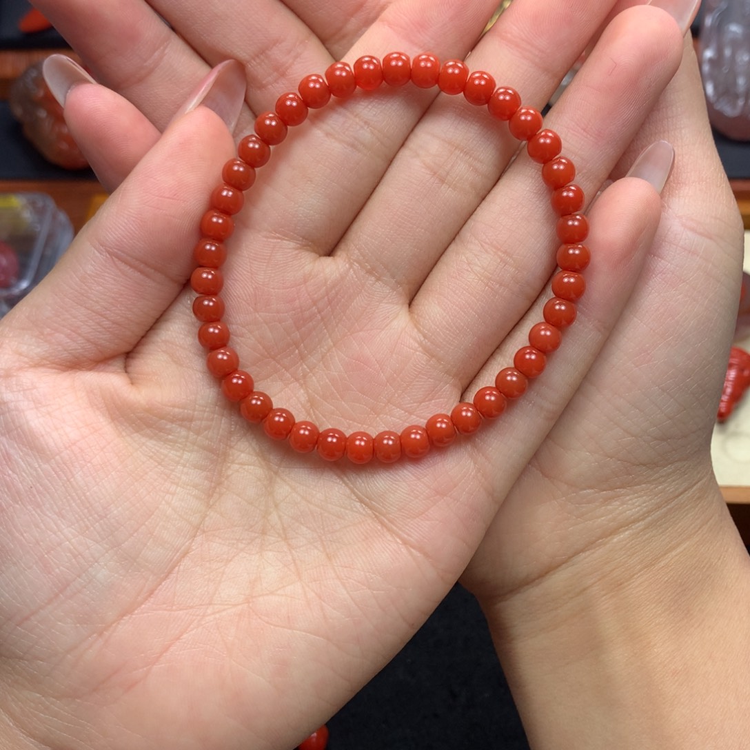 南红玛瑙未镶嵌5+柿子红手串