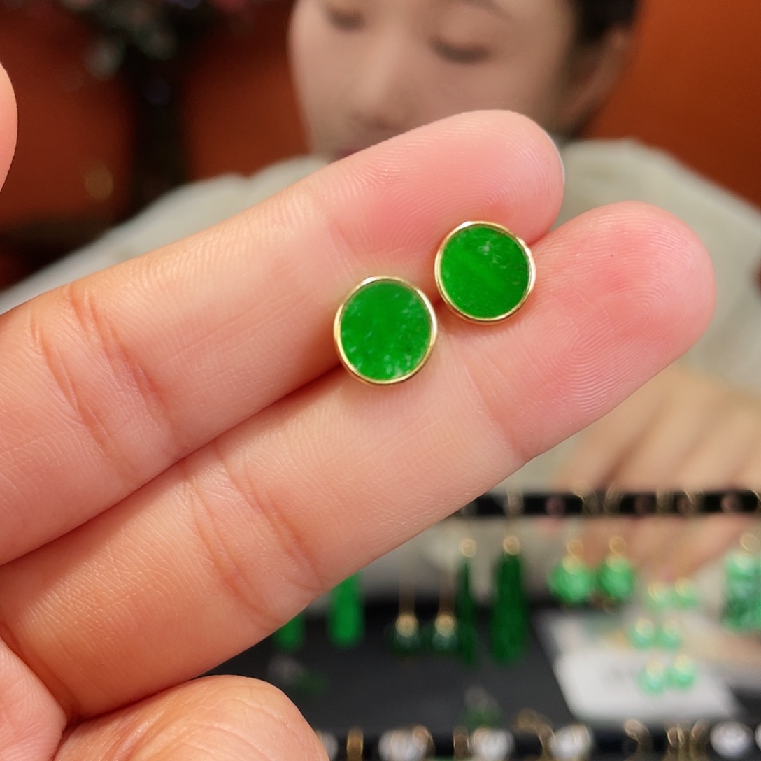 翡翠银S925镶嵌耳饰