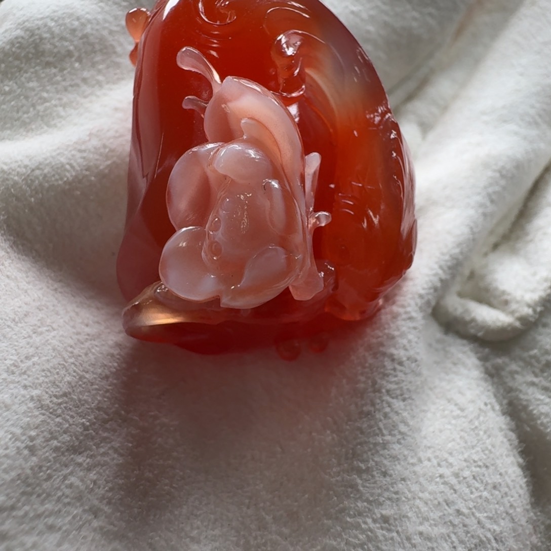 南红玛瑙吊坠(不含链)18K金镶嵌卿*