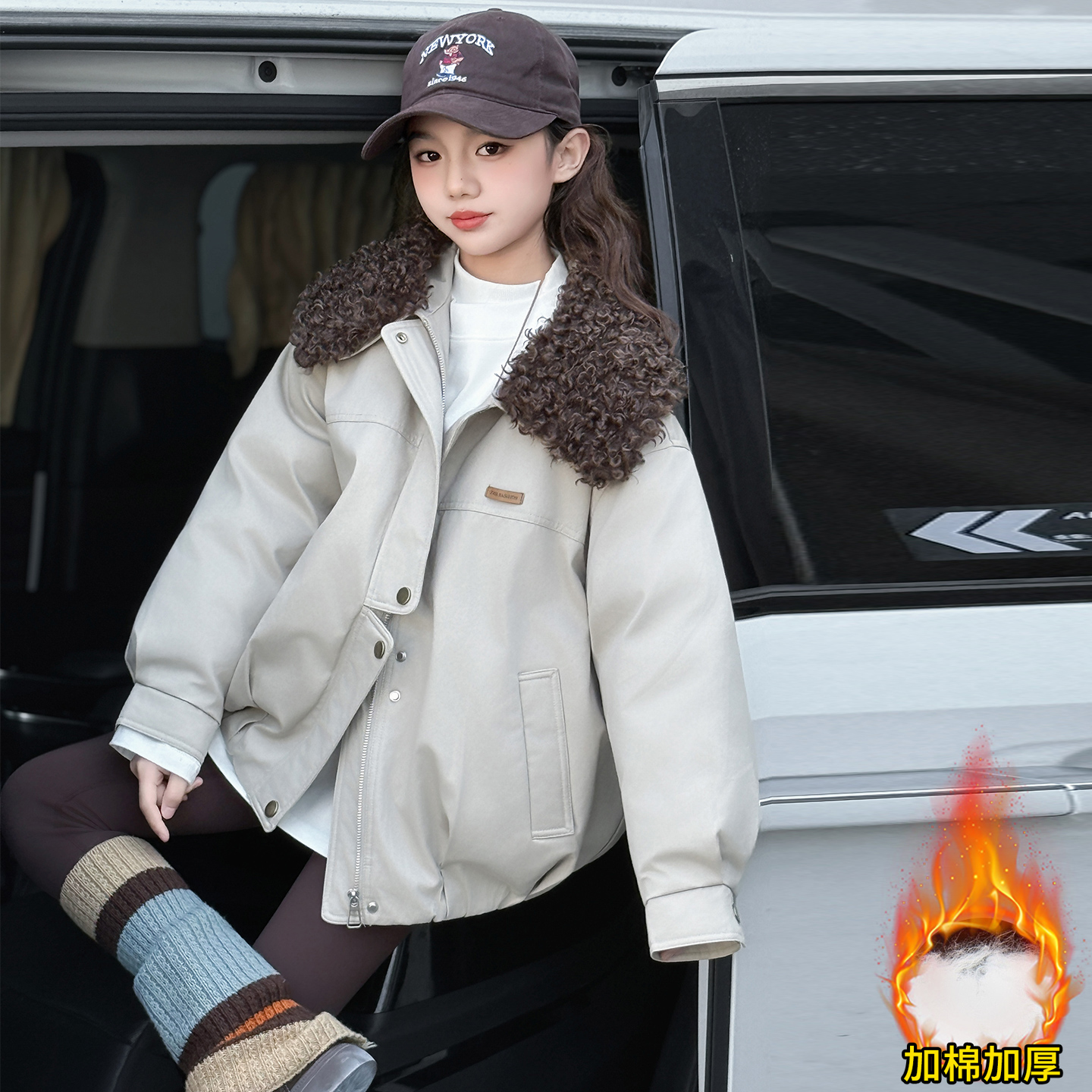 女童冬季加厚派克服棉衣2025新款女大童冬款休闲外套儿童冬装棉服