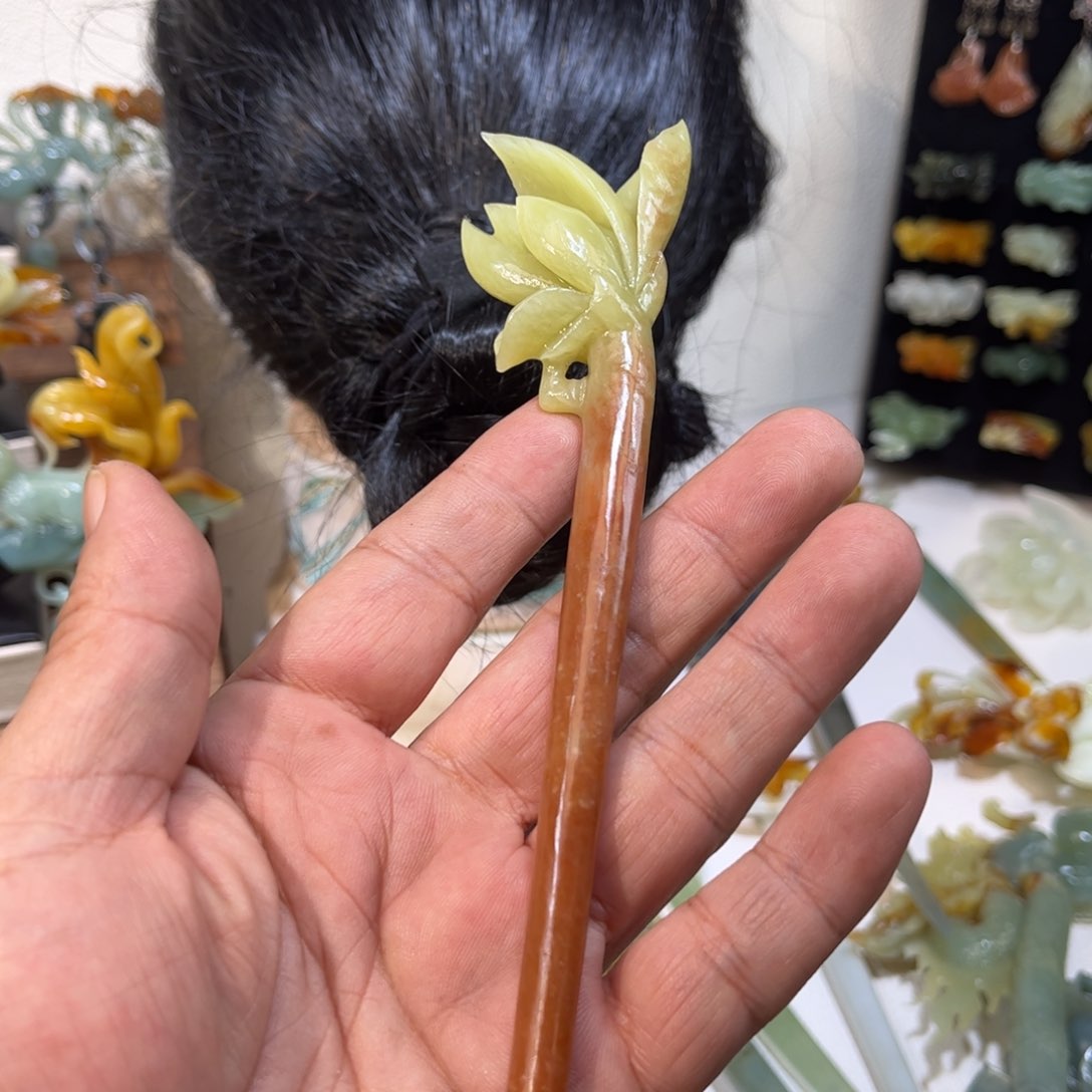 蛇纹石玉发簪合金