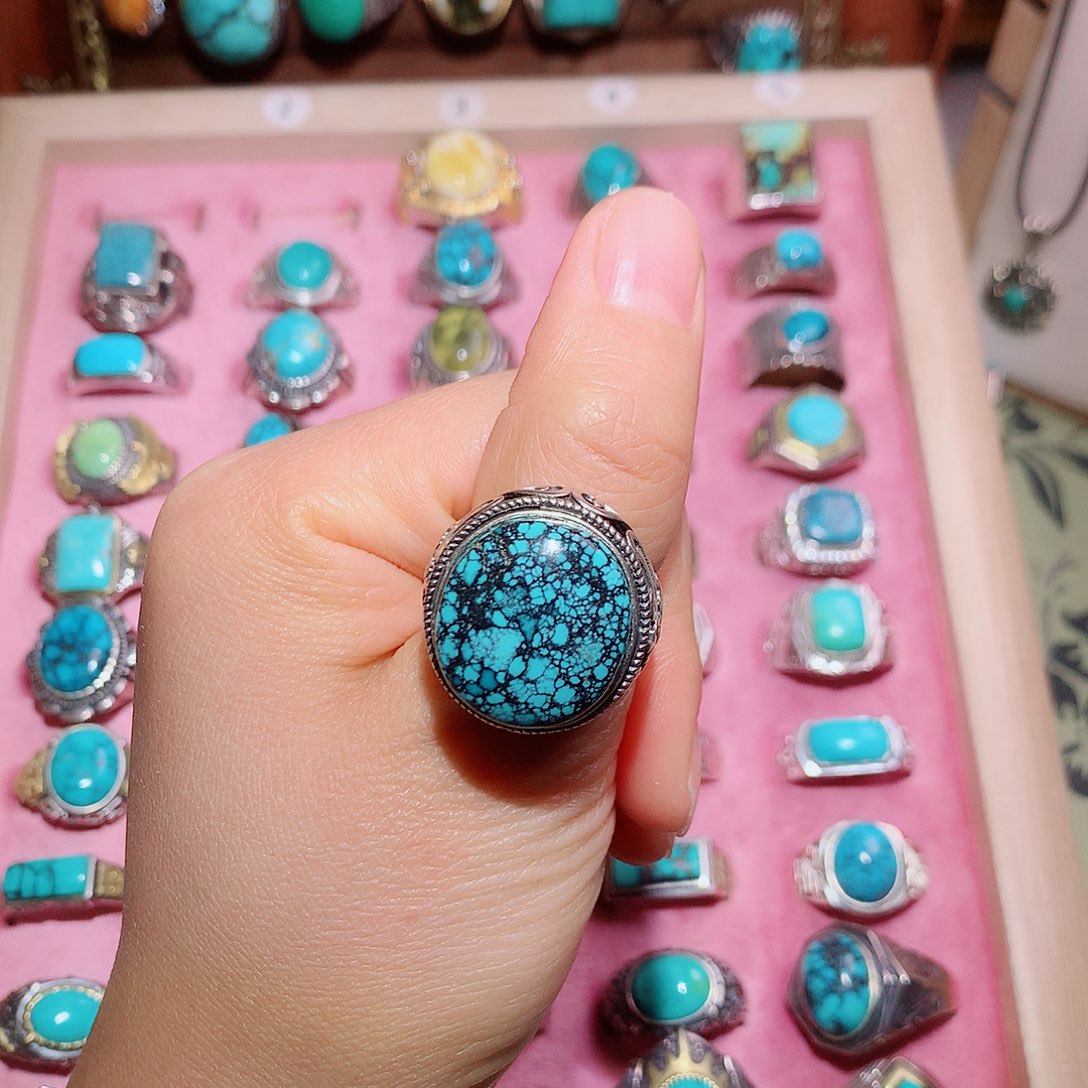 铭***春绿松石银S925镶嵌颈饰