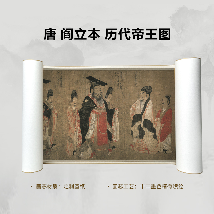 唐 阎立本 历代帝王图手卷国画微喷高清复刻精装裱卷轴