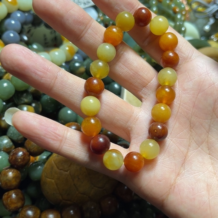 蛇纹石玉合金手链