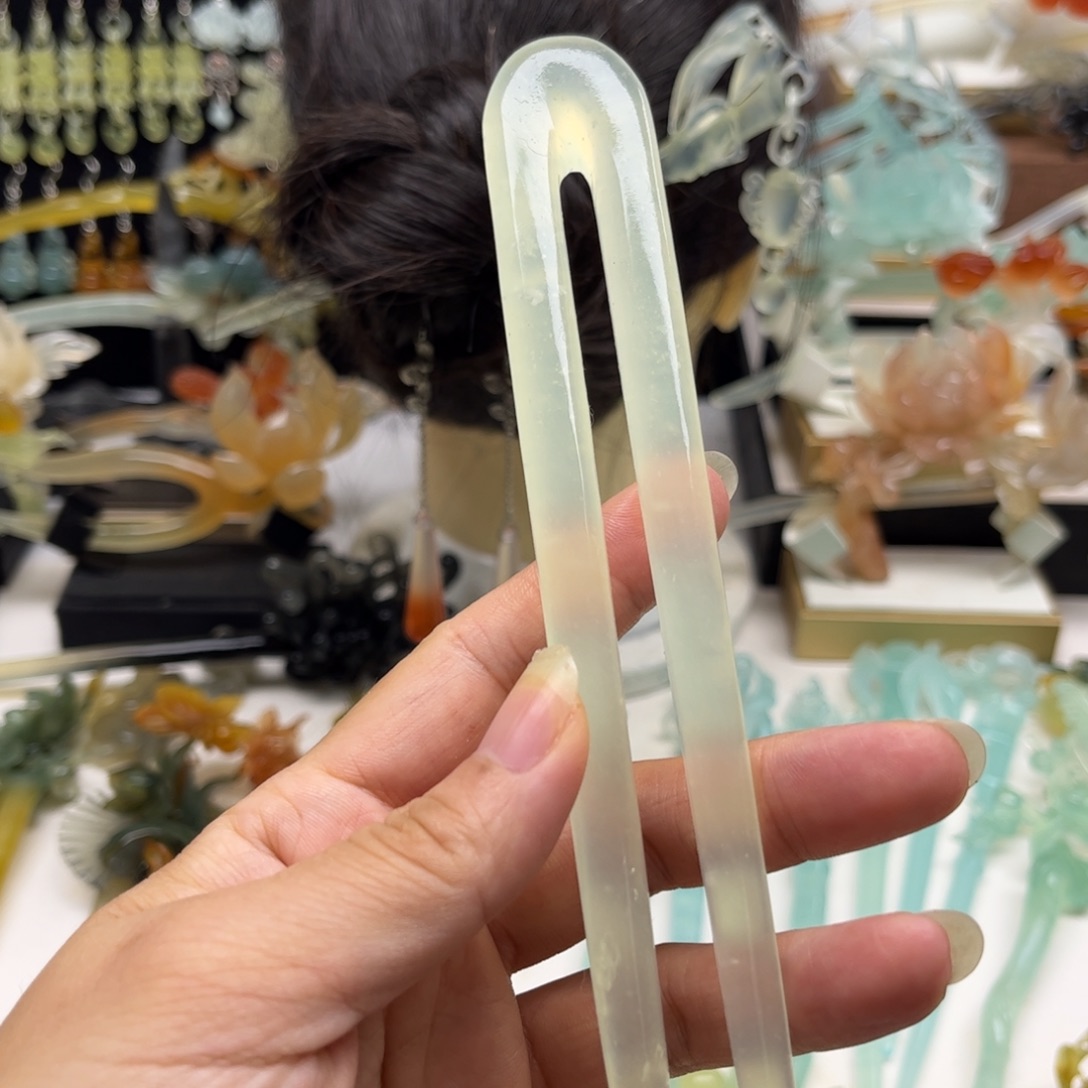 合金蛇纹石玉发簪