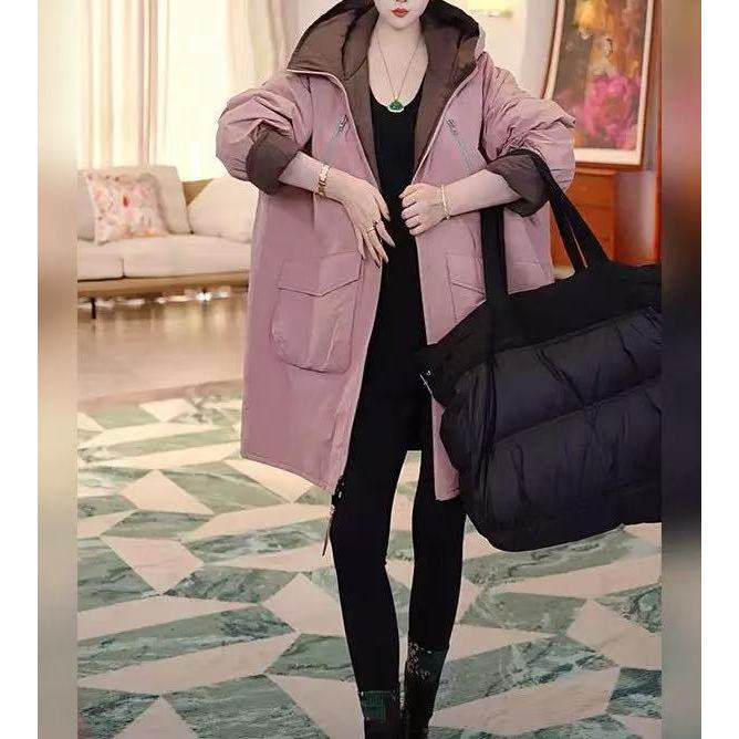 【双面穿】慵懒风阔版不臃肿保暖棉服外套女冬季中长款袄子3713