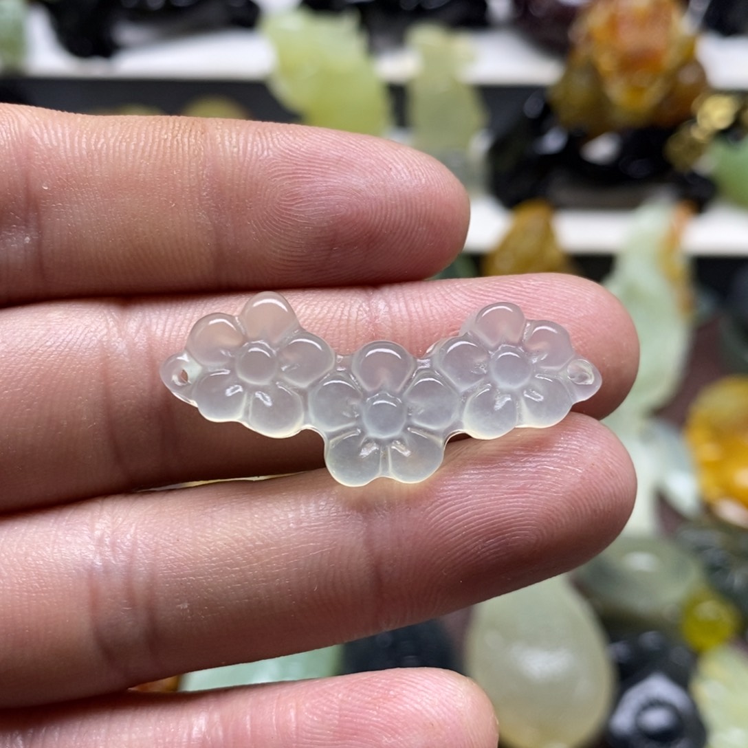 岫玉花玉横吊坠未镶嵌