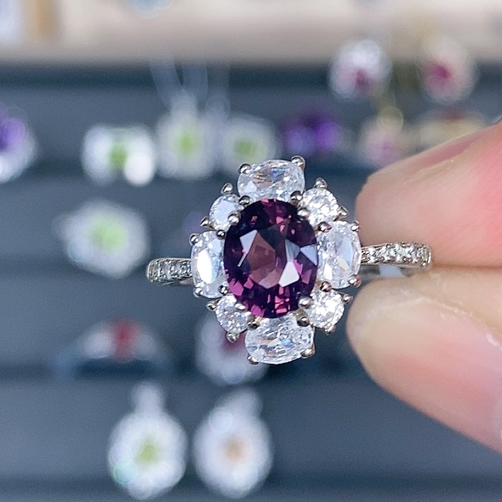 尖晶石戒指银S925镶嵌