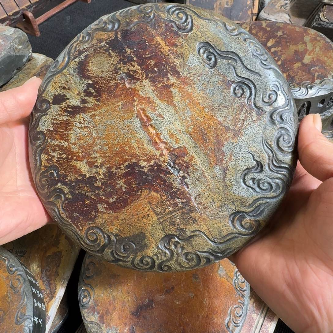 一*歙砚石刻壶承摆件