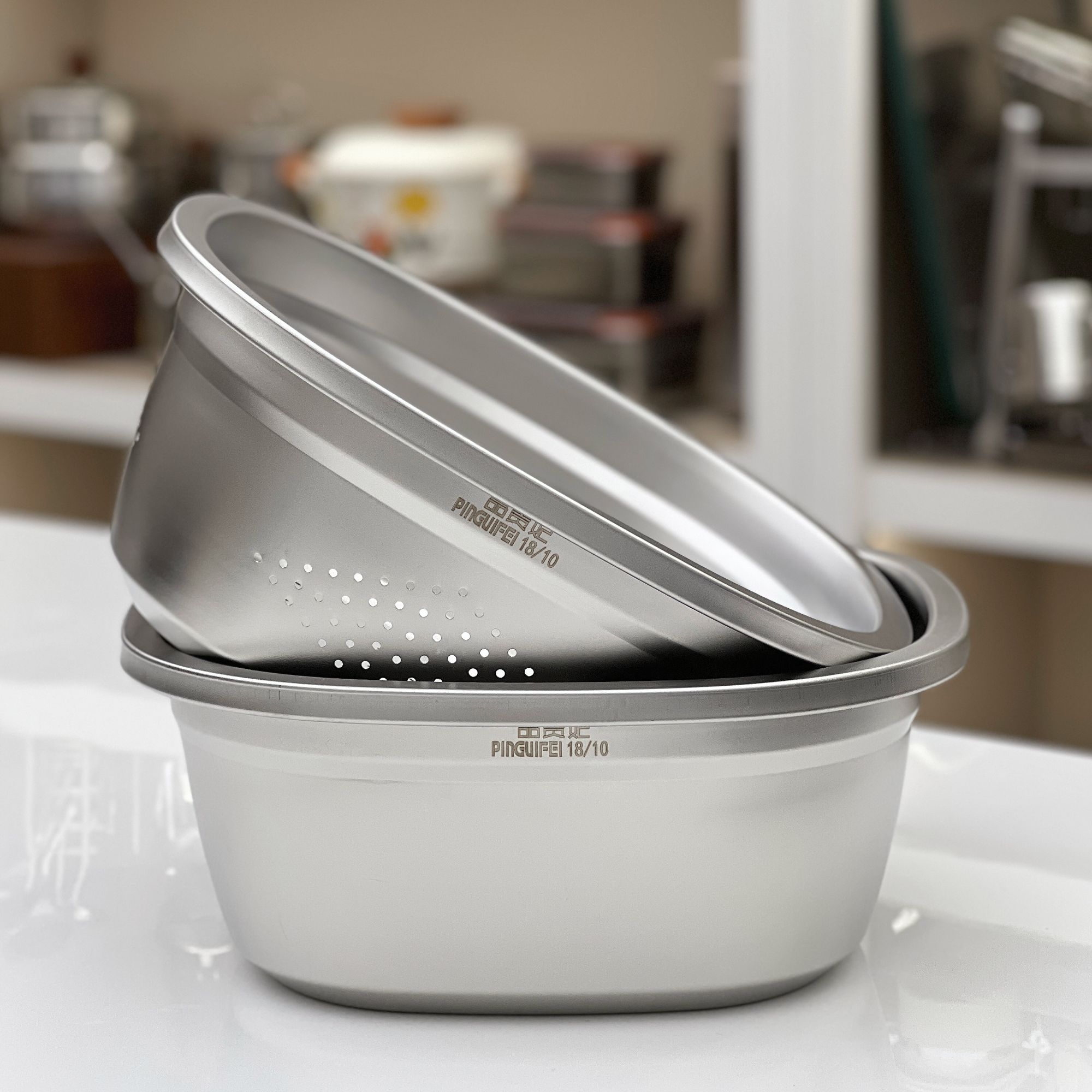 18/10方形不锈钢食品级洗菜沥水篮漏盆加厚家用厨房洗菜沥水篮