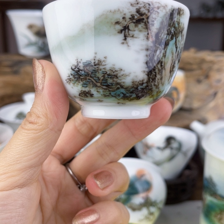 杯主人杯手绘釉下彩