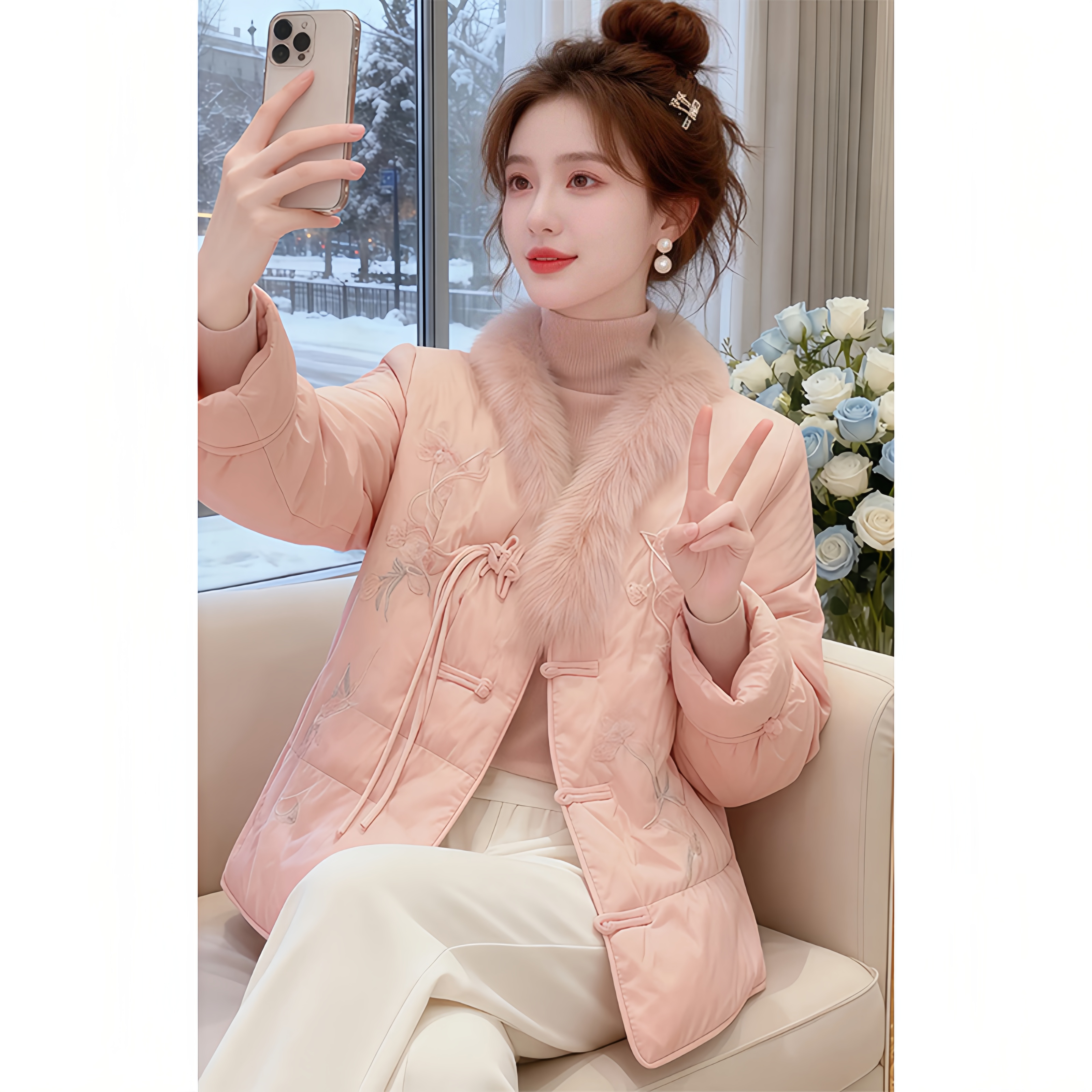 新中式国风刺绣棉服冬季加厚女冬新款高级感保暖外套女