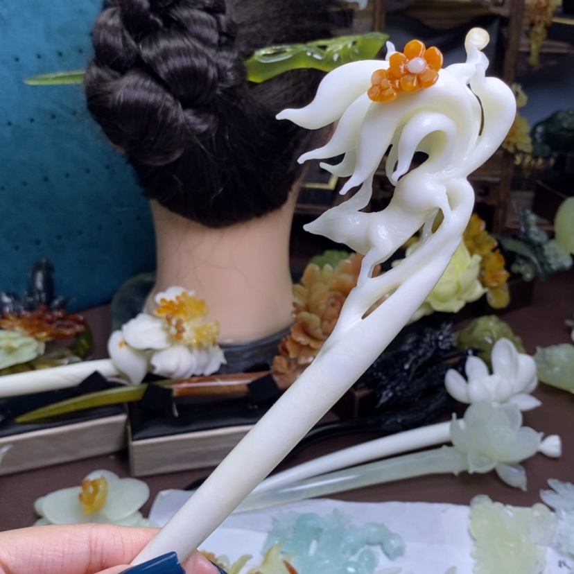 【闪购商品】岫玉未镶嵌发饰忘*