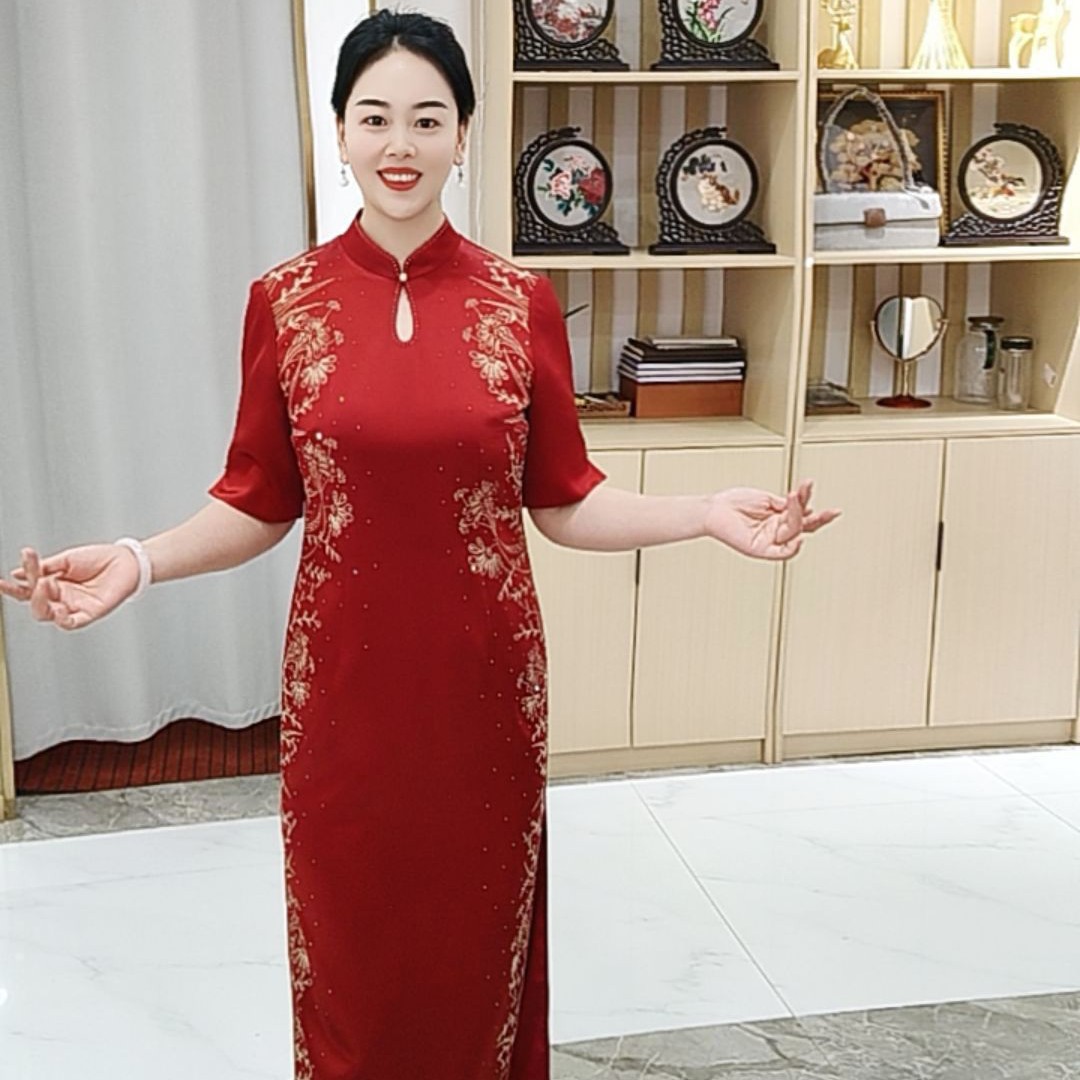朱紫褕17131水滴领喜婆婆喜妈妈婚宴礼服