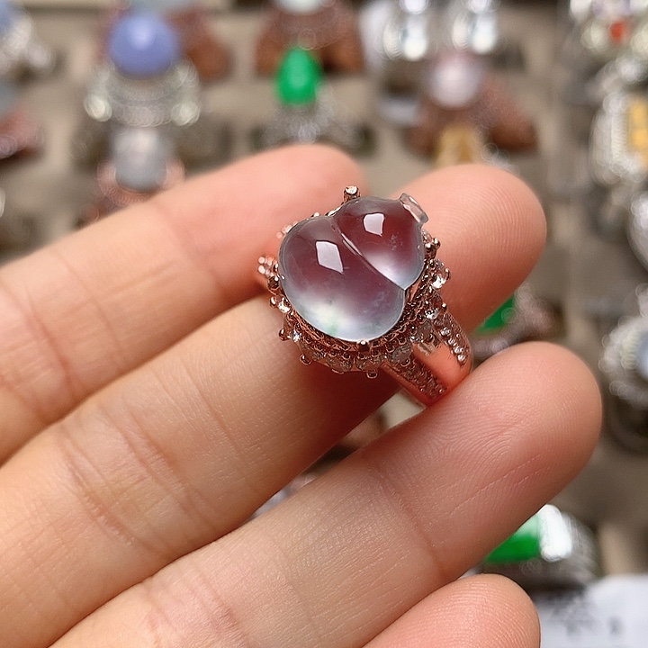 翡翠合金戒指翡翠高冰波起刚飘绿葫芦