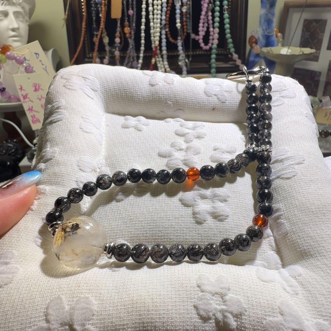 手串水晶未镶嵌黑发手机挂件