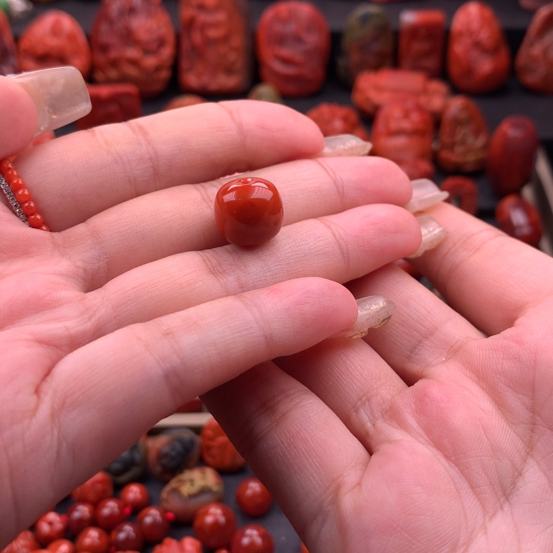 南红玛瑙南红川料原矿老型单珠12mm未镶嵌刘*川
