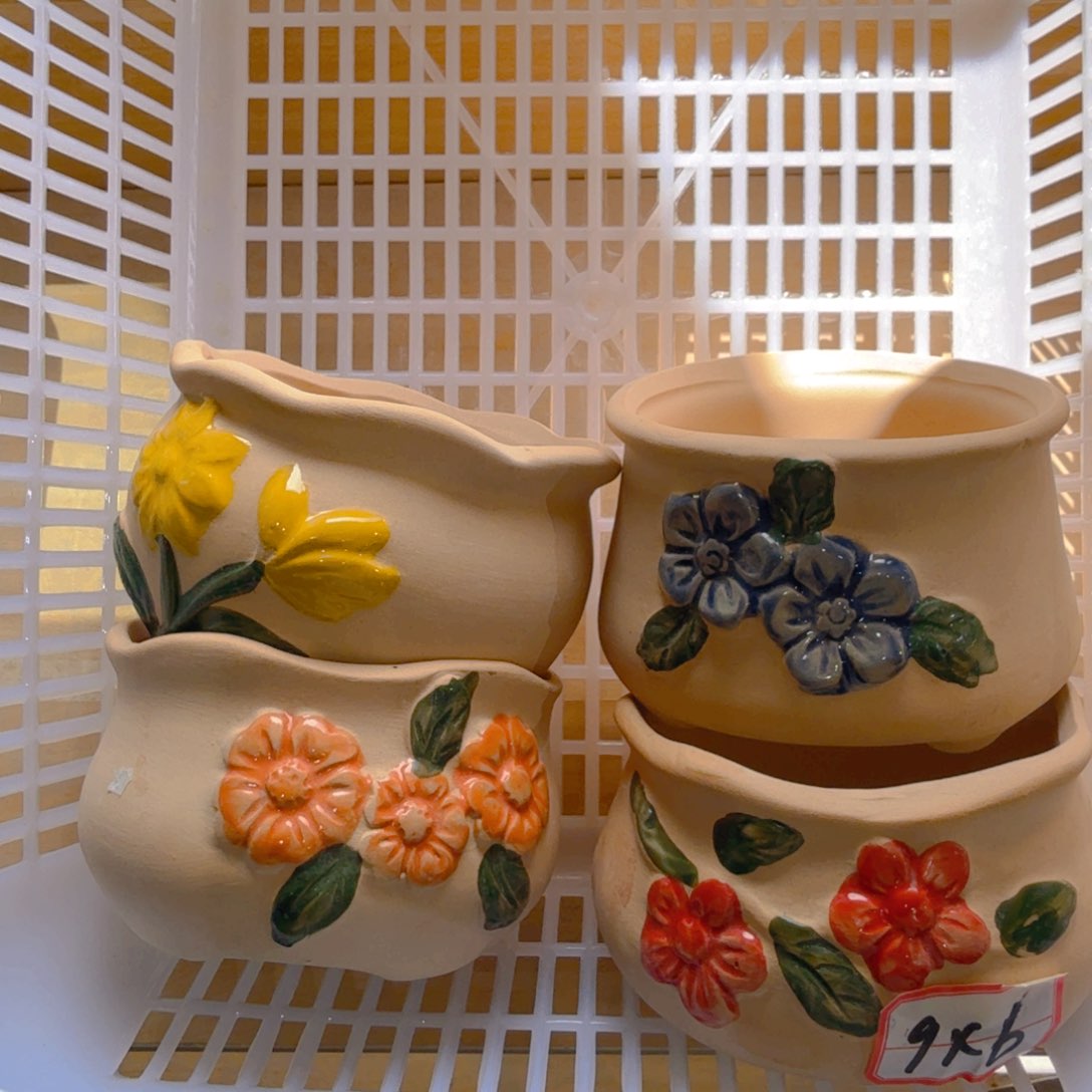 紫砂花盆粗陶精雕