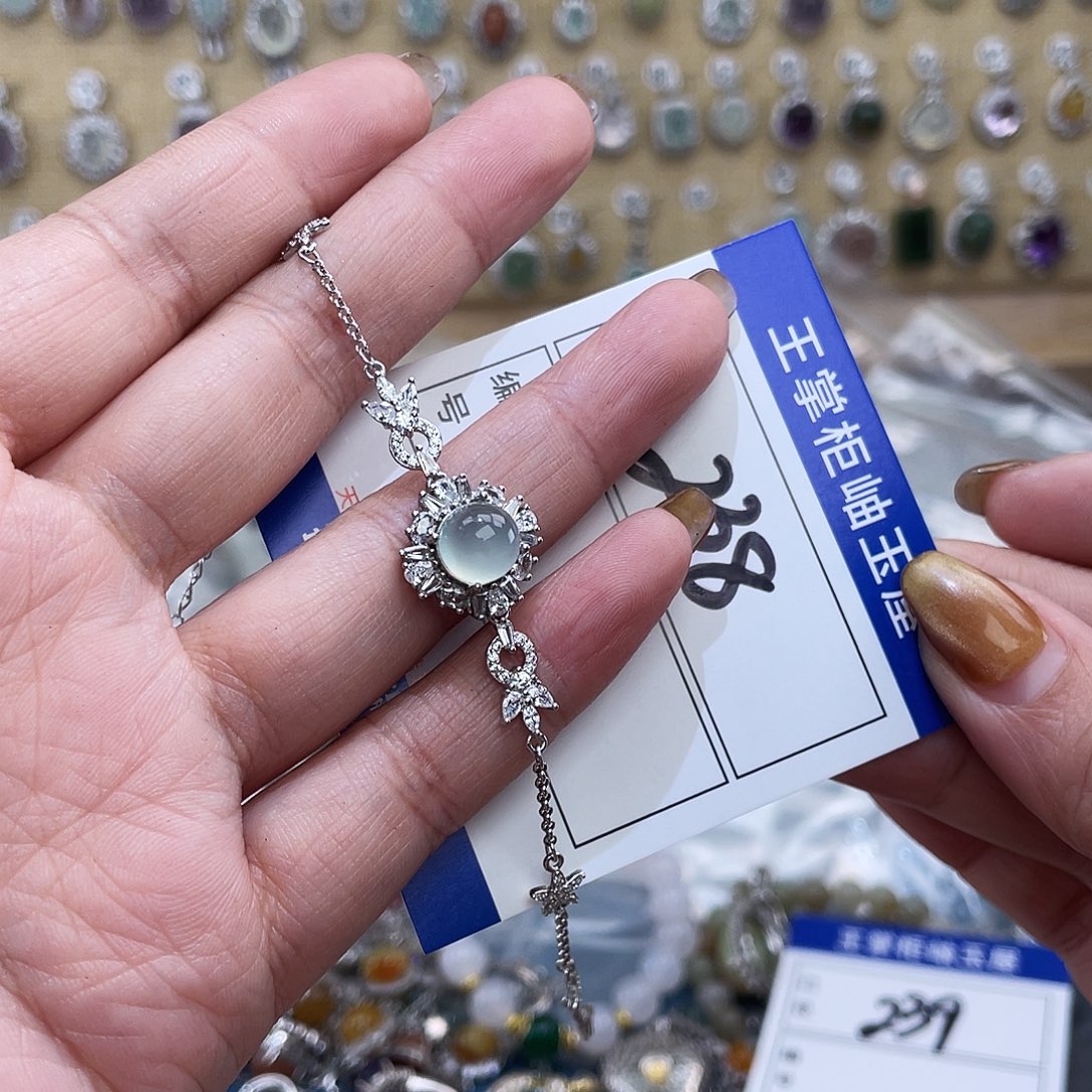 岫玉银S925镶嵌吊坠吊坠