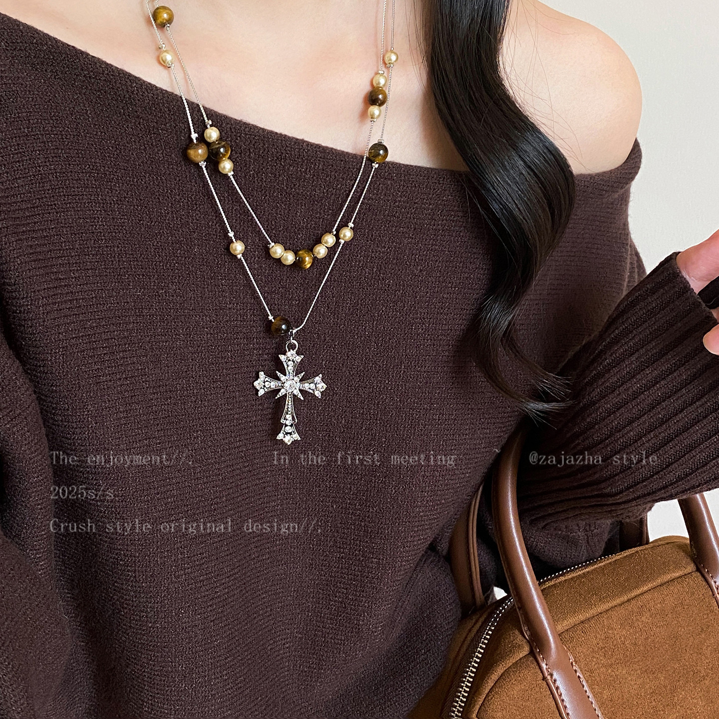 铜合金项链 梅姐饰品55 复古叠戴项链女毛衣链秋冬时尚百搭配饰