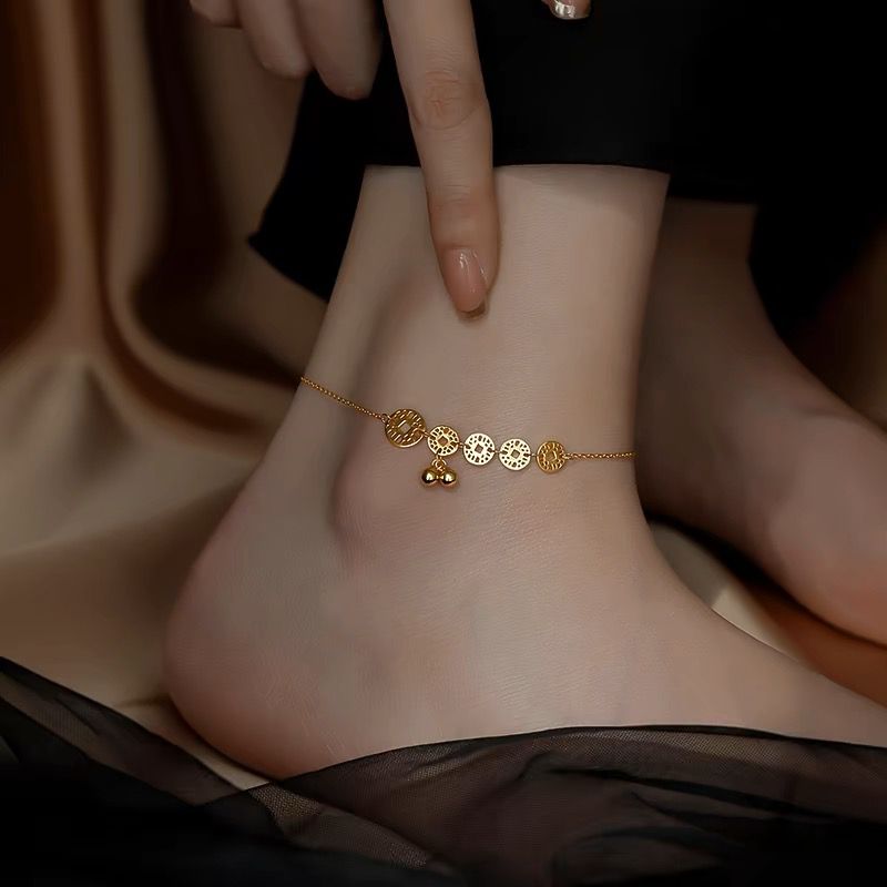GEFFETA/格菲塔 《步步生财》幸运铜钱铃铛脚链2025年新款时尚百