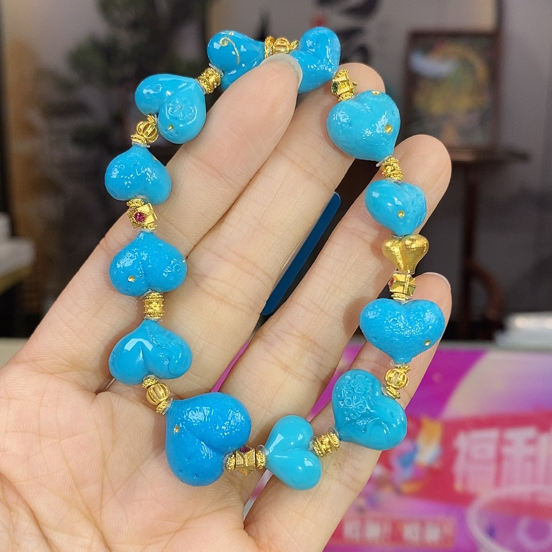 绿松石18K金镶嵌珠宝奇石