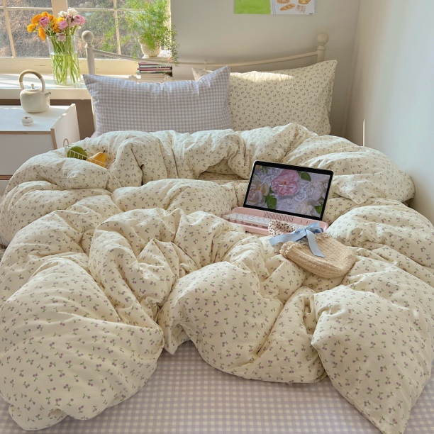 40支100%棉全棉四件套ins风宿舍三件套小碎花小清新纯棉少女心