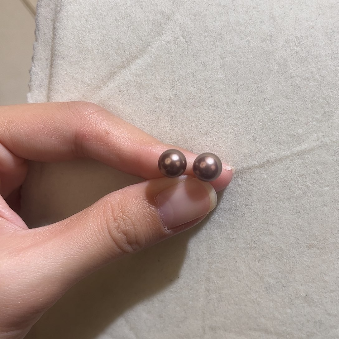 淡水珍珠银S925镶嵌耳饰