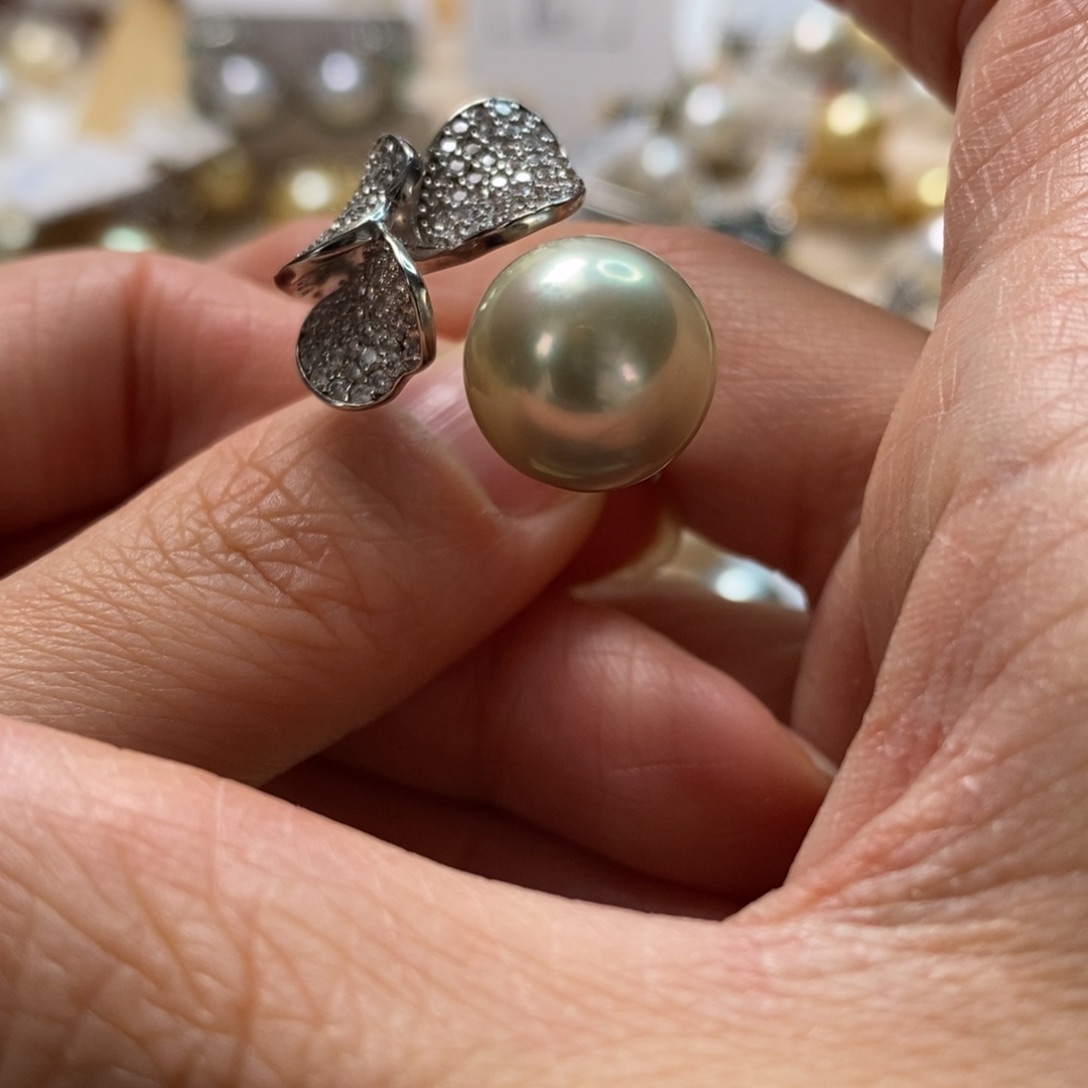 海水珍珠戒指银S925镶嵌