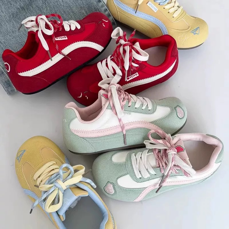 【步懒懒】德训鞋女款复古红色鞋子学生夏季新款女士板鞋休闲运动鞋