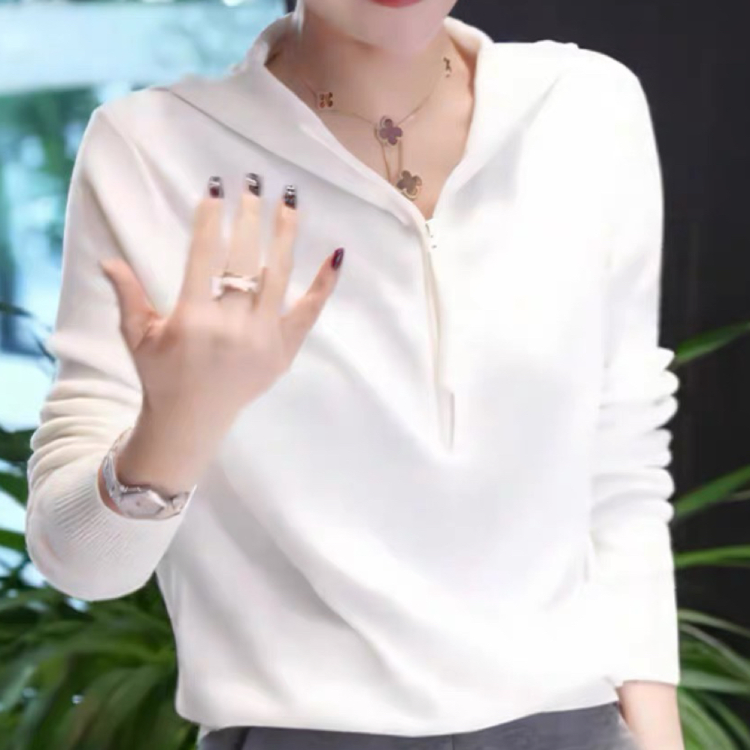 QL—98265长袖连帽纯色套头款羊毛时尚休闲女装上衣