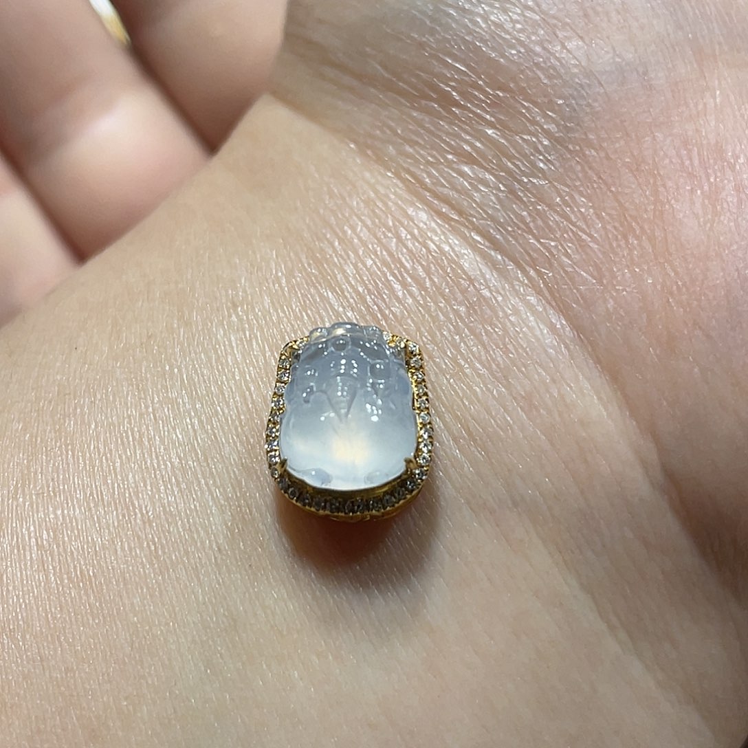 翡翠颈饰18K金镶嵌@**@吊坠