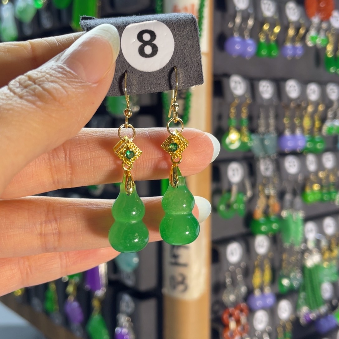 银S925镶嵌翡翠耳饰8