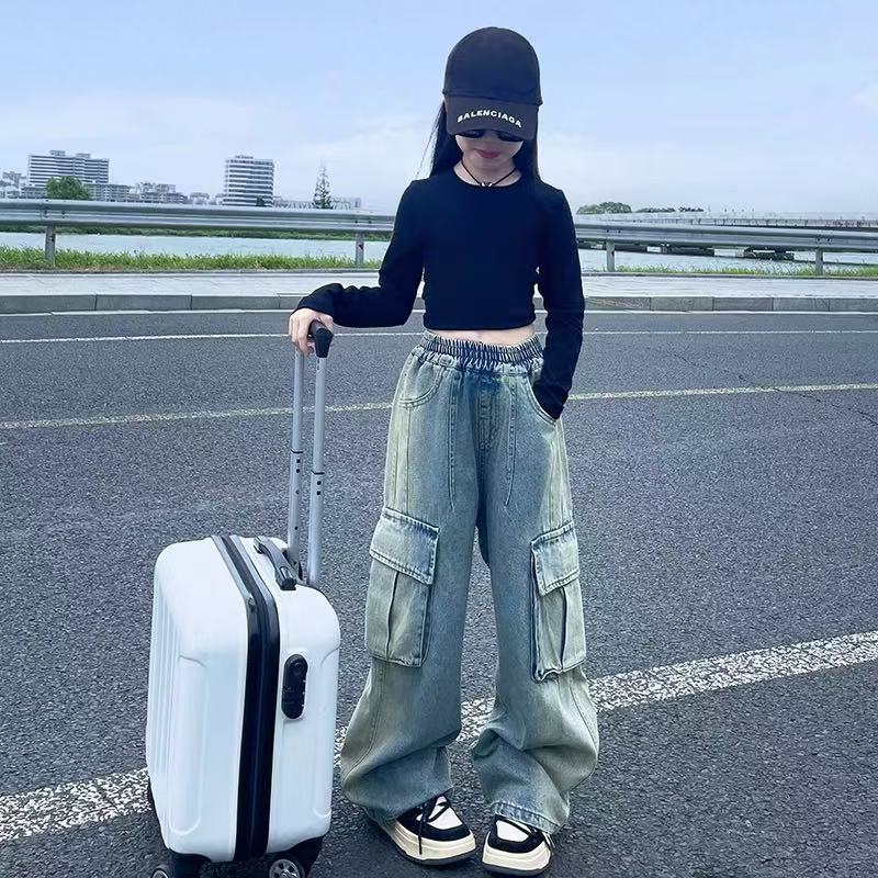 503294 韩版男童女童休闲舒适时尚洋气百搭休闲牛仔裤