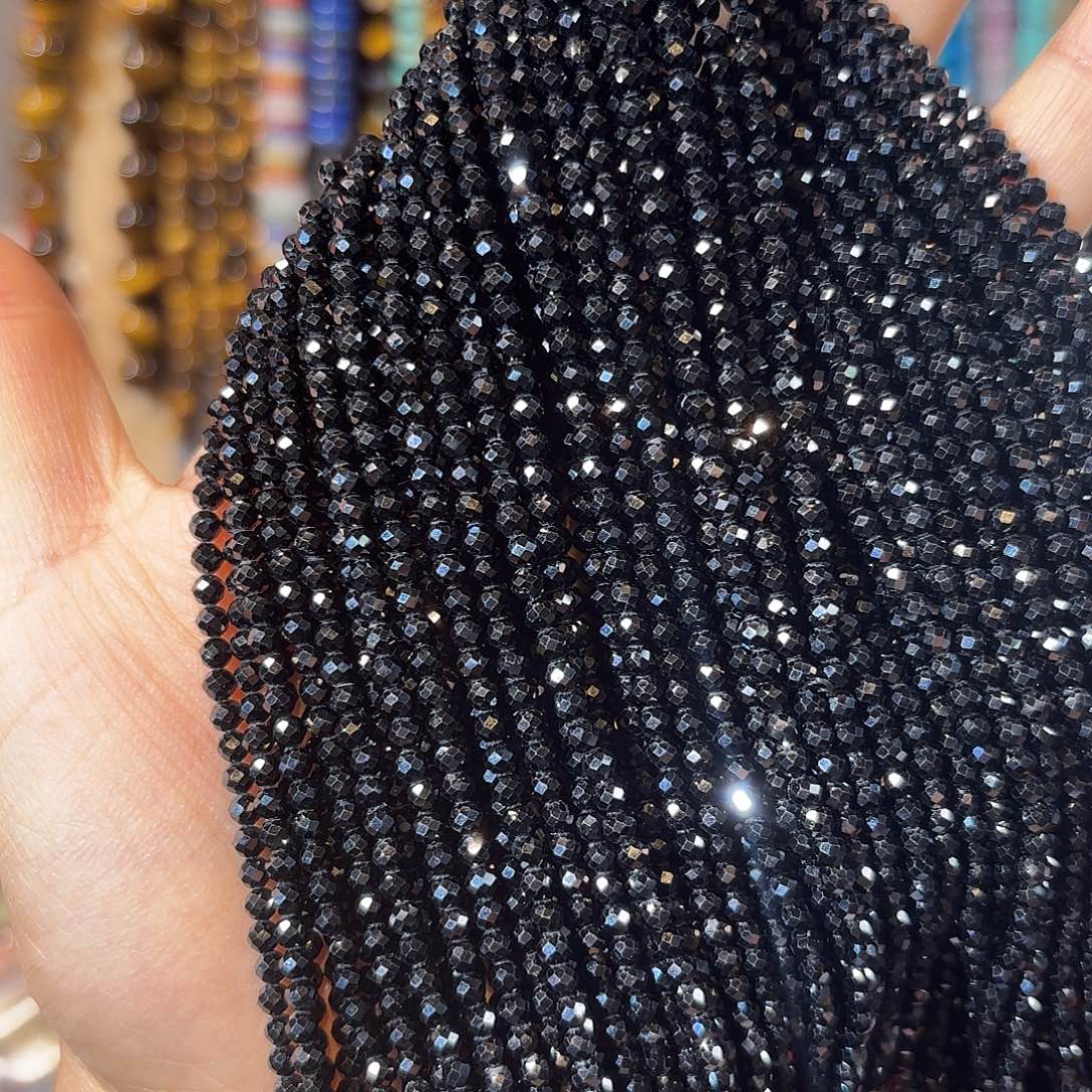 玛瑙/玉髓银S925镀金镶嵌珠宝半成品黑碧玺卡3一条