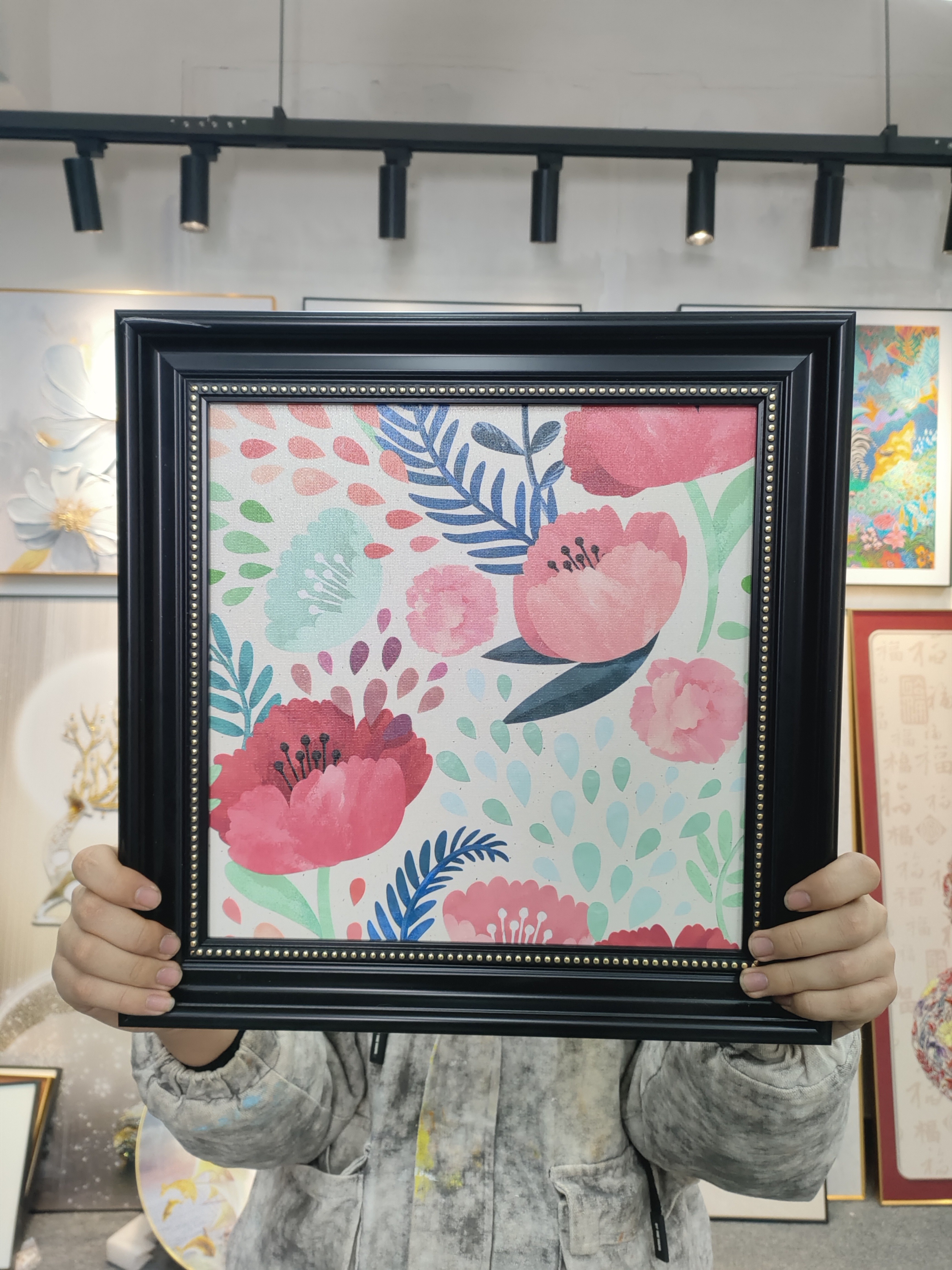 现代简约小清新花卉抽象客厅背景墙装饰画玄关走廊餐厅壁画4040