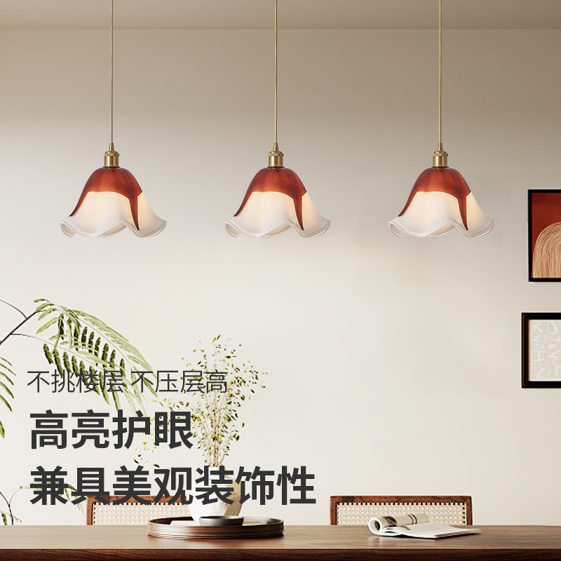 法式复古风餐厅吊灯长条创意设计师玻璃美式中古高级感岛吧台吊灯