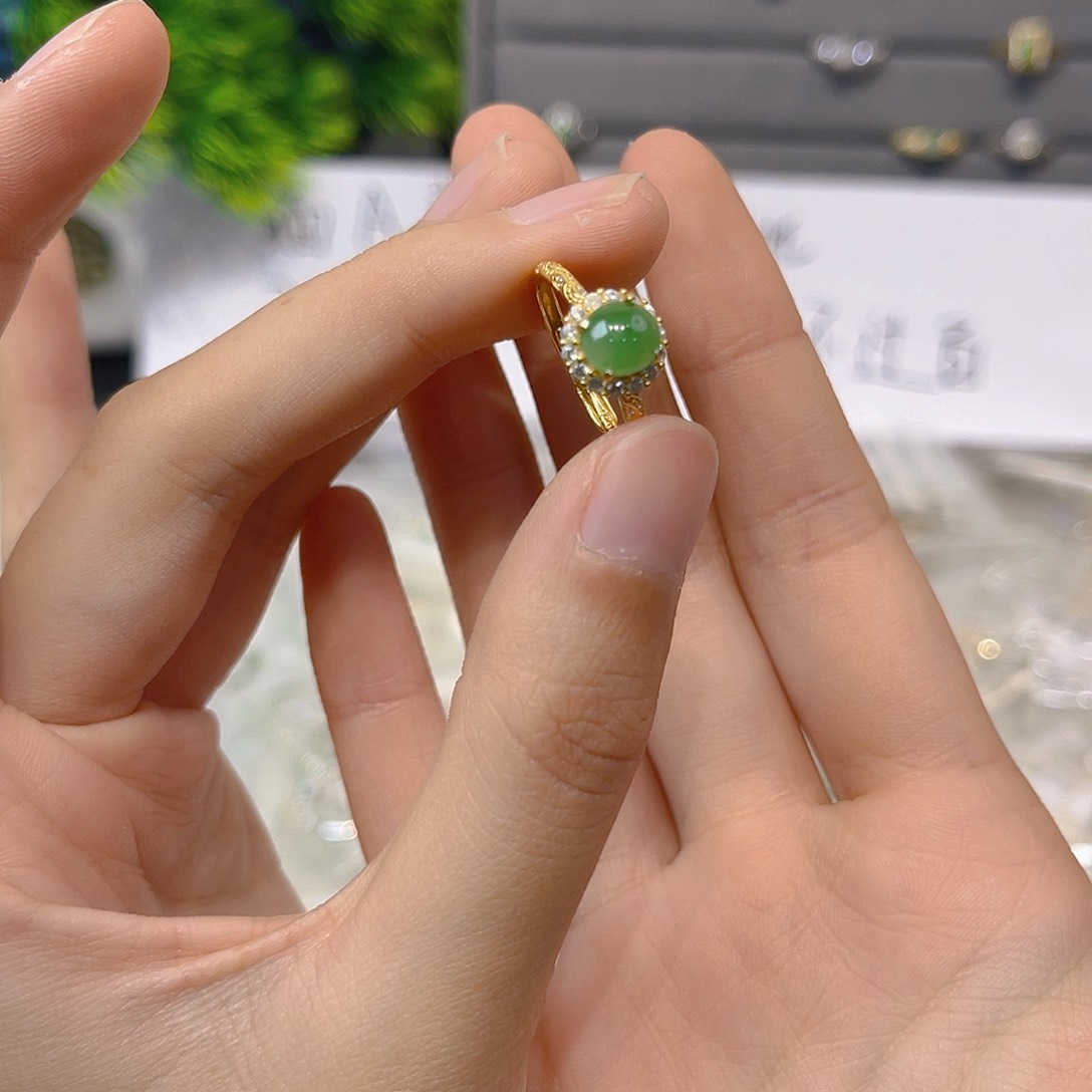 翡翠戒指银S925镶嵌我
