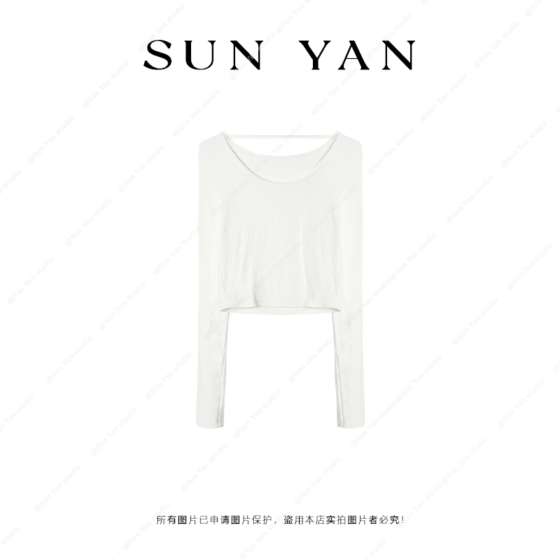 孙妍【纯氧感觉】休闲时尚长袖正反两穿针织T恤女冬季2025新款