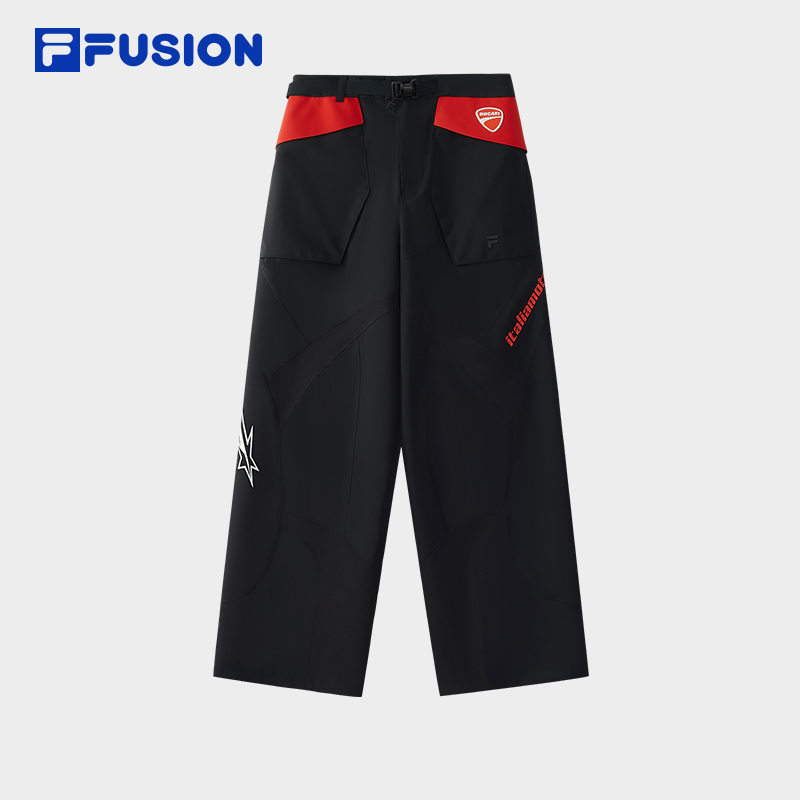 FILA FUSION x DUCATI斐乐赛车风宽松阔腿裤女运动裤T11W547803F